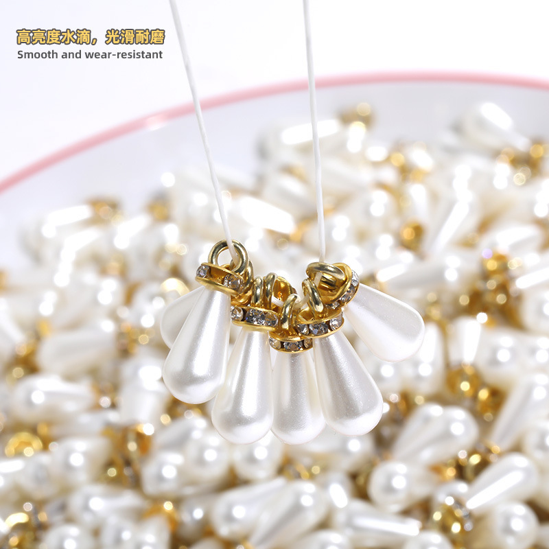 Abs High-Gloss Water Drop Pearl Single Pendant Clothing Decoration Antique Hairpin Earrings Pendant Handmade Accessories Single Hole Pendant