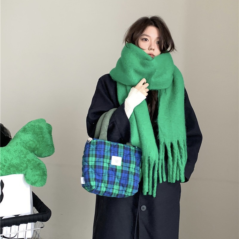 Einfarbiger Mohair für Mädchen 2023 Herbst und Winter neue koreanische Version vielseitiger Student i Mitation Kaschmir warmer Schal_voghion.com