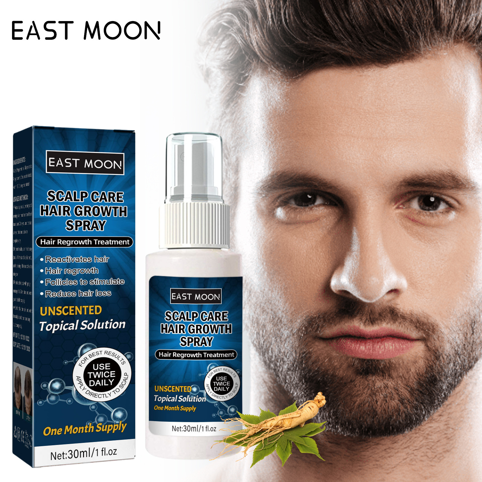 Fortschrittliches Haaransatz-Wachstumsspray für Männer – Fördert dickeres und kräftigeres Haarwachstum; Anti-Haarausfall-Formel für feste Haarpflege_voghion.com