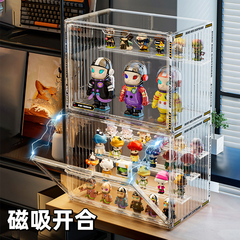 ブラインドボックス収纳ディスプレイキャビネット人形labubuバブルマットモデルディスプレイラック透明防尘手作り収纳ボックス|undefined