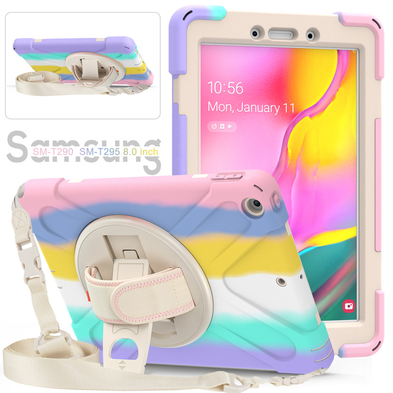 Applicable to Samsung Tab A 8 tablet protective case T2 90 silicone drop-resistant T295 rotating bracket PC protective case