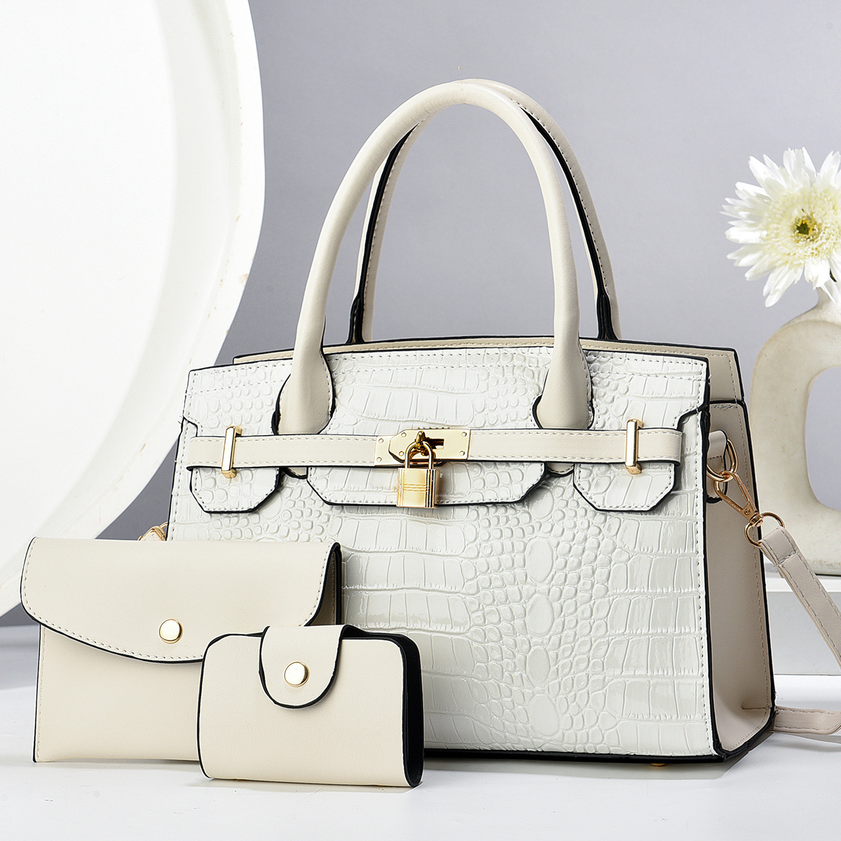 Taizhou bolso de mujer bolso de mano bolso de madre e hijo bolso de tres piezas con patrón de cocodrilo bolso de mensajero de un solo hombro bags