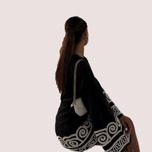 European and American New Ethnic Style Fashion Casual Abstract Pattern Round Neck Women's Dress