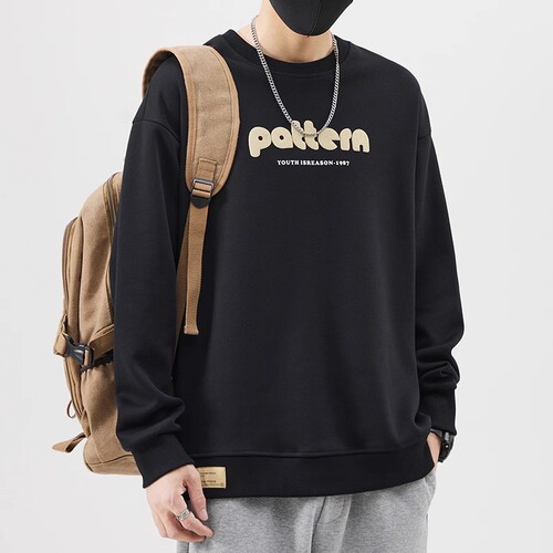 Chic Loose-Fitting Long-Sleeve Round Neck Sweatshirt with Hood for Trendy and Stylish Men
