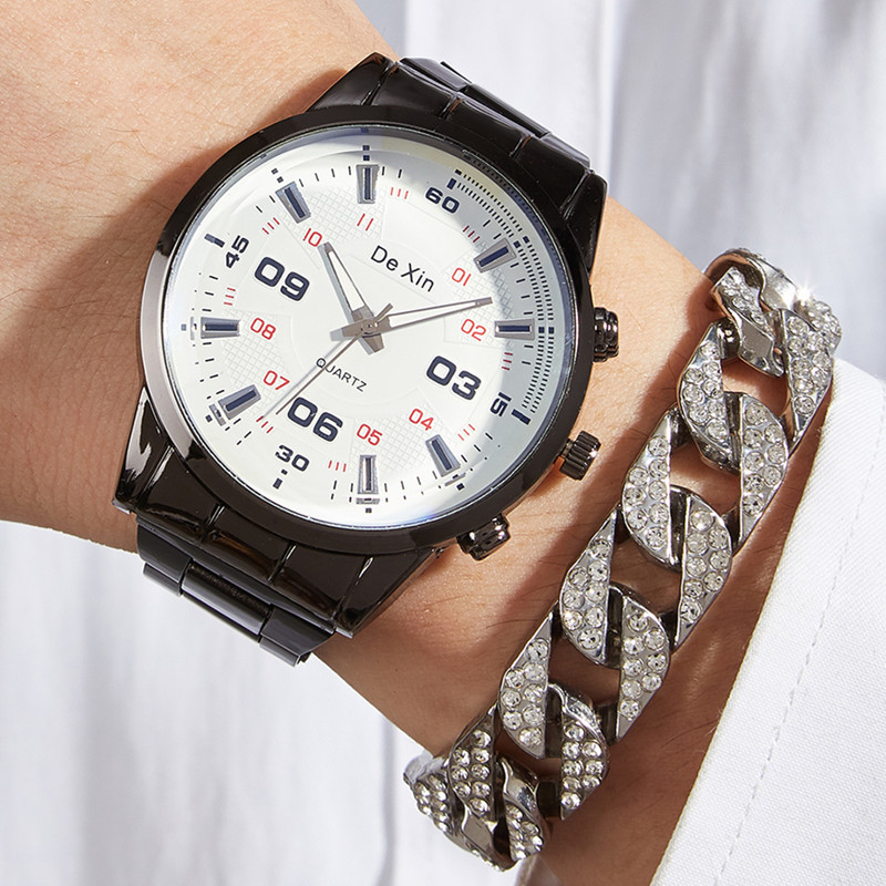 Tendencia de la moda reloj de hombre reloj de cuarzo impermeable estudiante coreano reloj de correa de acero casual reloj de hombre al por mayor