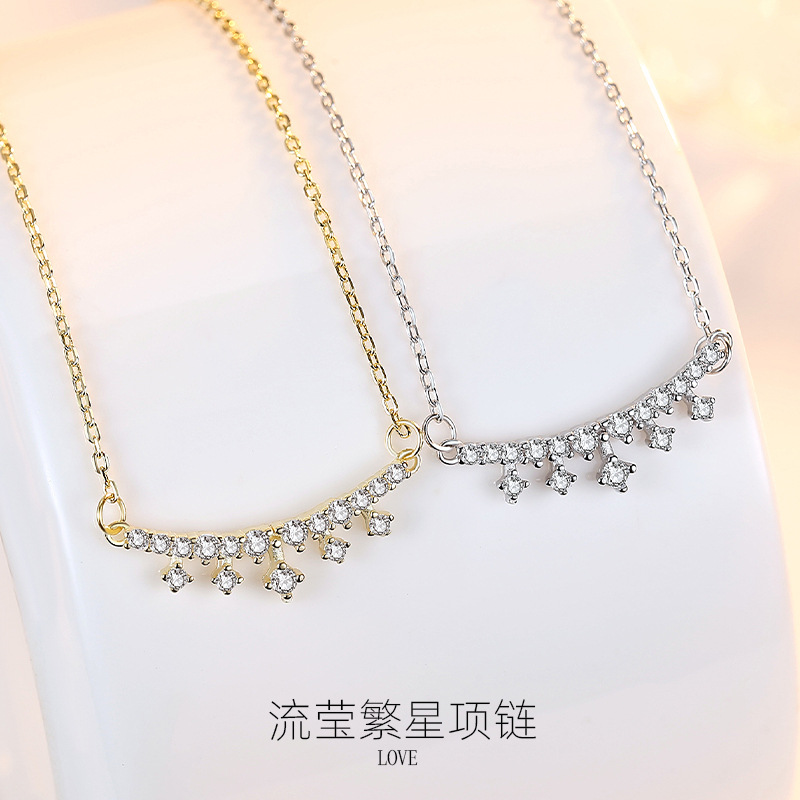 S925 collar de Estrella de plata esterlina de las mujeres de estilo coreano collar de circón fresco con diamante estrella joyería al por mayor