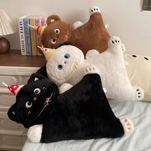 可爱睡觉抱枕猫咪小熊创意床头软包靠背垫客厅装饰公仔毛绒玩具批