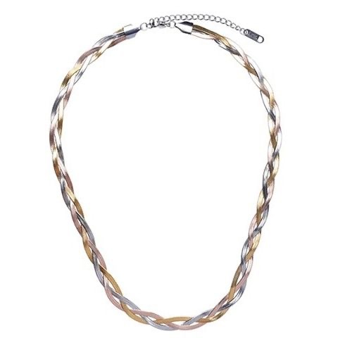 Stainless Steel Three-Strand Woven Crisscross Necklace