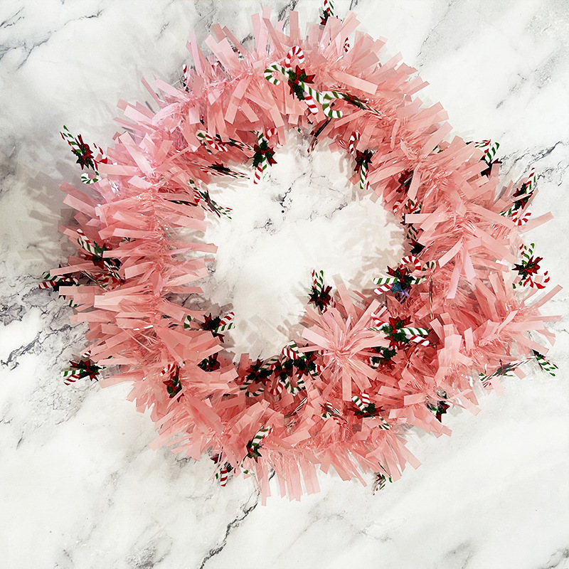 2 metros arreglo de decoración de muñeco de nieve de Navidad tiras de lana coloridas decoración de árbol de Navidad calcetines de Navidad macarrón tiras coloridas