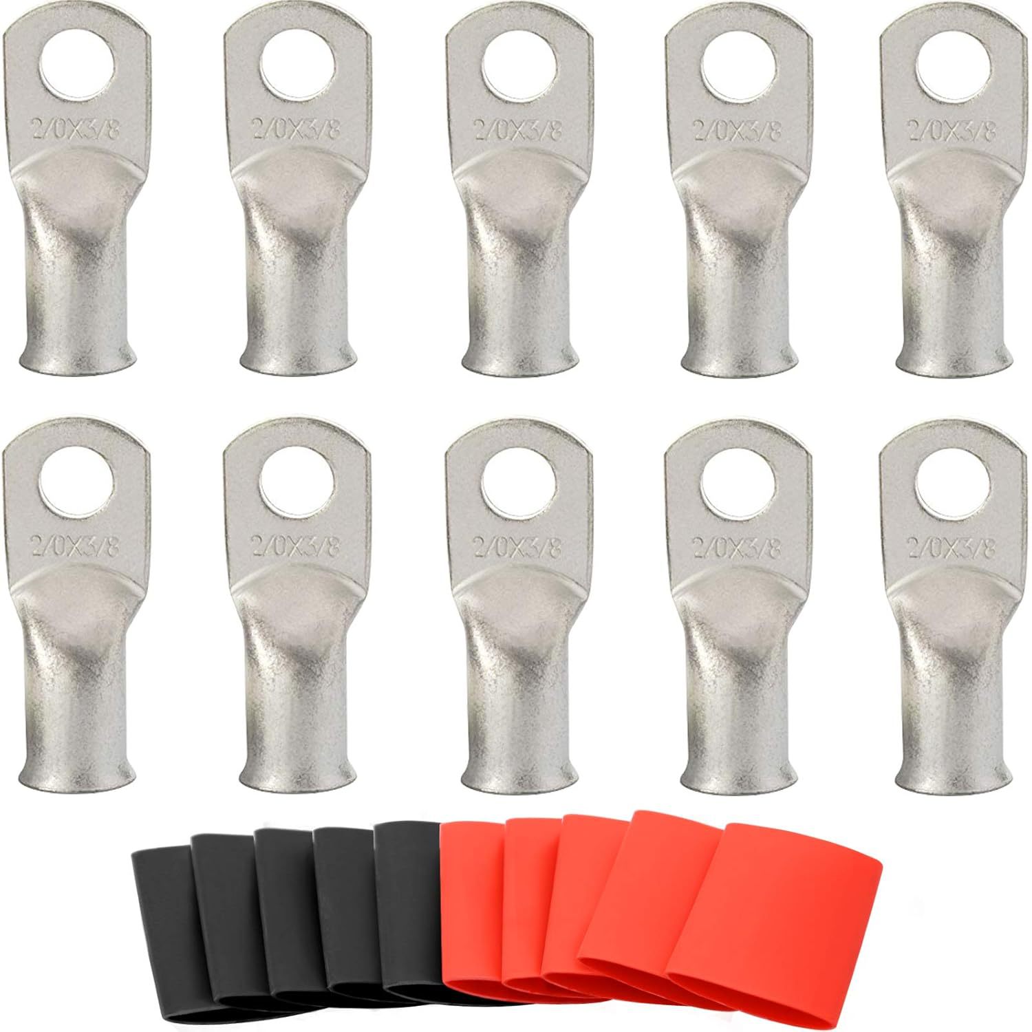 SVAAR 10pcs 2\/0 AWG - 3\/8'' Tinned Copper Cable Lu