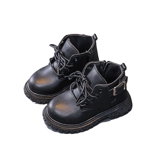一件代发2023秋冬童鞋儿童短靴男童韩版复古马丁靴黑色女童棉靴子
