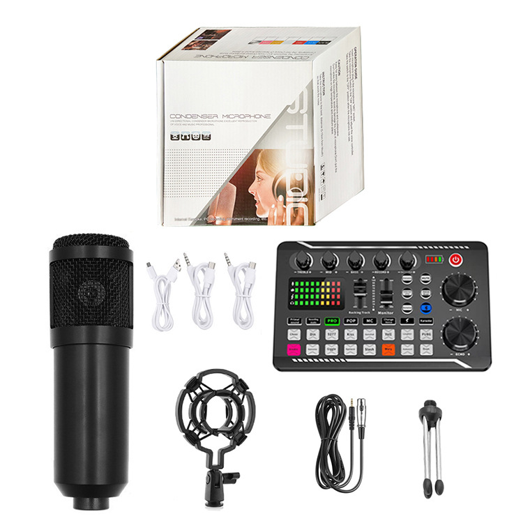 BM800 micrófono de condensador tarjeta de sonido V8 soporte de grabación de computadora de anclaje transfronterizo diafragma grande transmisión en vivo conjunto completo