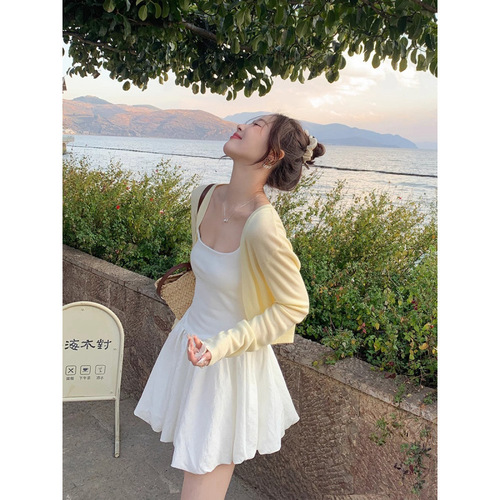 Sun Protection Cardigan for Women 2025 New Summer Tank Top Outerwear Short-Sleeve Knit Cover-up Lightweight Scarf Top