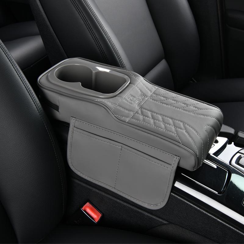 Suitable for 14cm Wide Models, Narrow Version Armrest Box Heightening Pad, Leather Comfortable Elbow Rest, Dual Cup Holder Storage