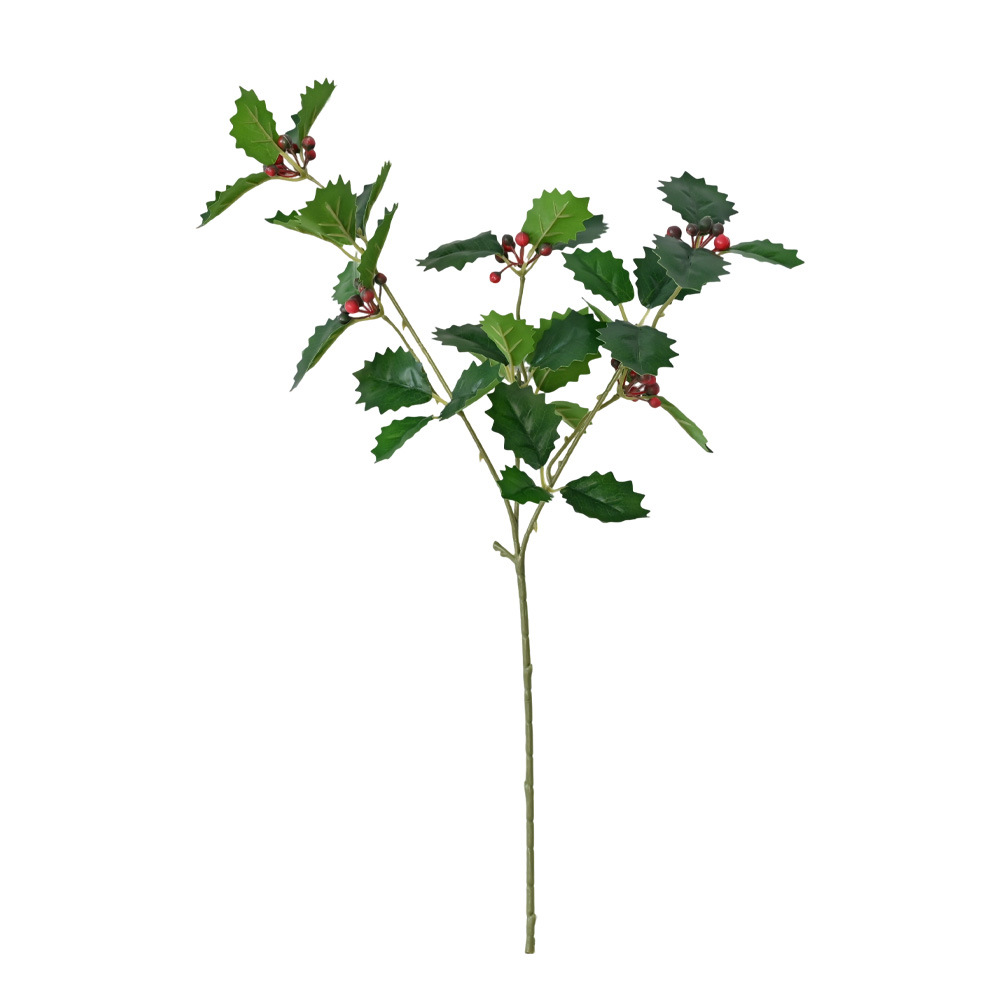 Hoja de Navidad bayas imitación verde fruta roja decoración del hogar árbol de Navidad decoración de mesa diy ramo de fiesta