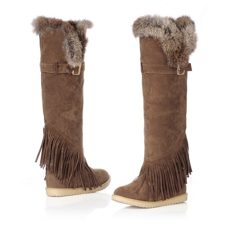 40-43 European and American Foreign Trade Tassel Suede Low-Heeled Knee-High Boots Rabbit Fur Casual Boots W327 40-43 European and American Foreign Trade Tassel Suede Low-Heeled Knee-High Boots Rabbit Fur Casual Boots W327