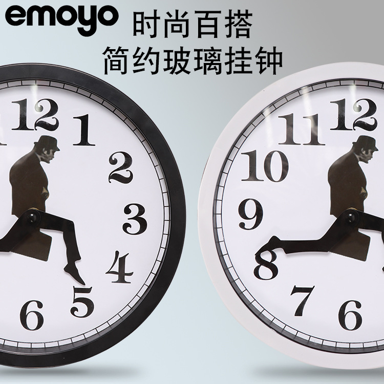 Transfronterizo nuevo silencioso caminar tiempo empresario maletín Reloj de pared de cristal reloj personalizado reloj redondo decorativo