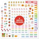 跨境热卖食物规划贴纸日常饮食购物计划日历手账装饰贴纸