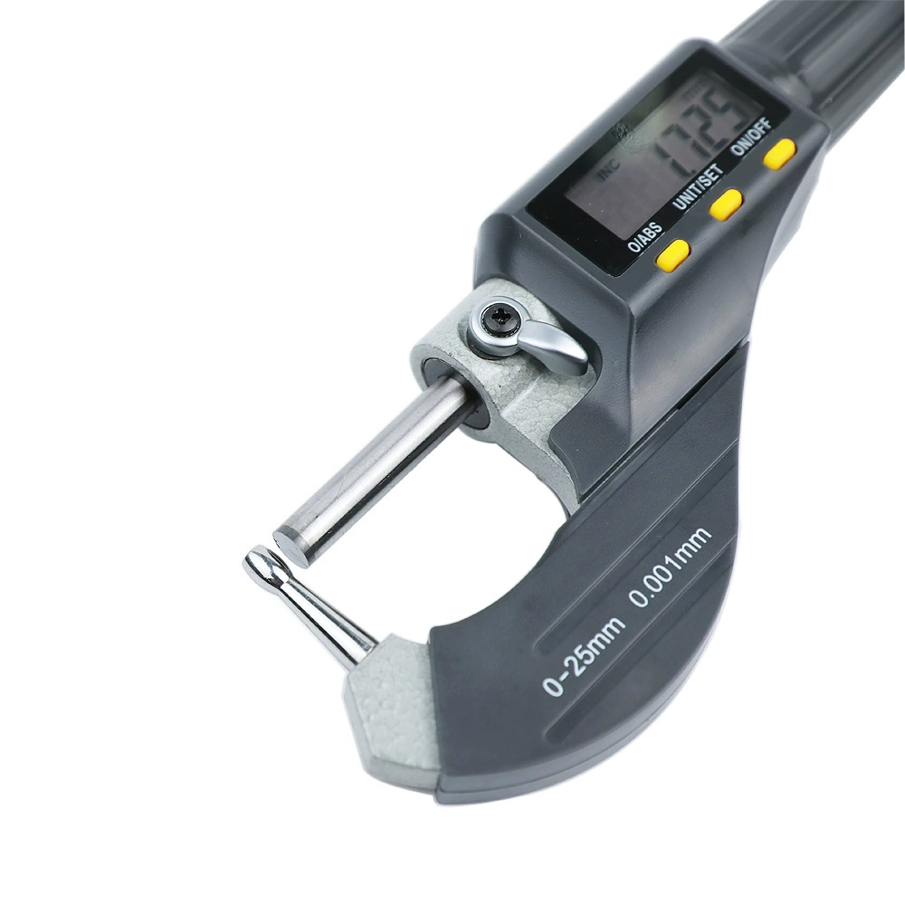 0-25mm digital display micrometer single column wall thickness micrometer needle ball head waist drum single round head tube thickness micrometer