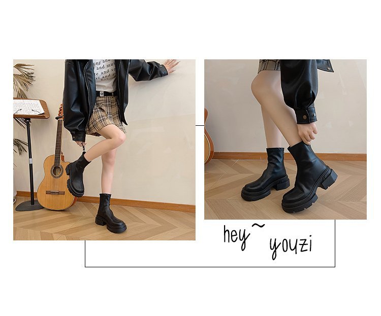 British Style Women’s Ankle Boots With Thick Heel And Back Zipper_voghion.com