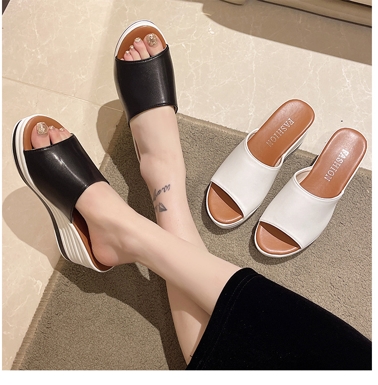 Women's Casual Color Block Round Toe Wedge Slippers display picture 2