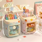 可爱萌小猪笔筒学生儿童文具整理收纳盒大容量分格桌面收纳桶笔筒