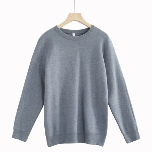 Wholesale Autumn/Winter Round Neck Men's Blue Thin Casual Tapered Long Sleeve Knit Top Casual Matchable