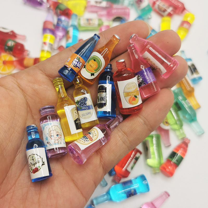 Luminous small bottle diy accessories resin small bottle Mini accessories miniature food play simulation small bottle ornaments