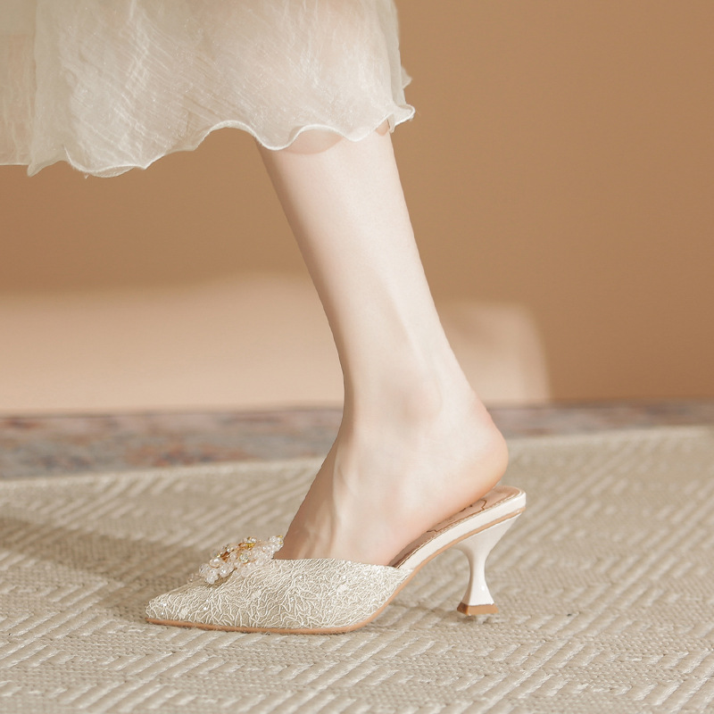 Spring non tiring single shoes, high heels, slim heels, high-end feel, niche design feel, and toe sandals for women_voghion.com