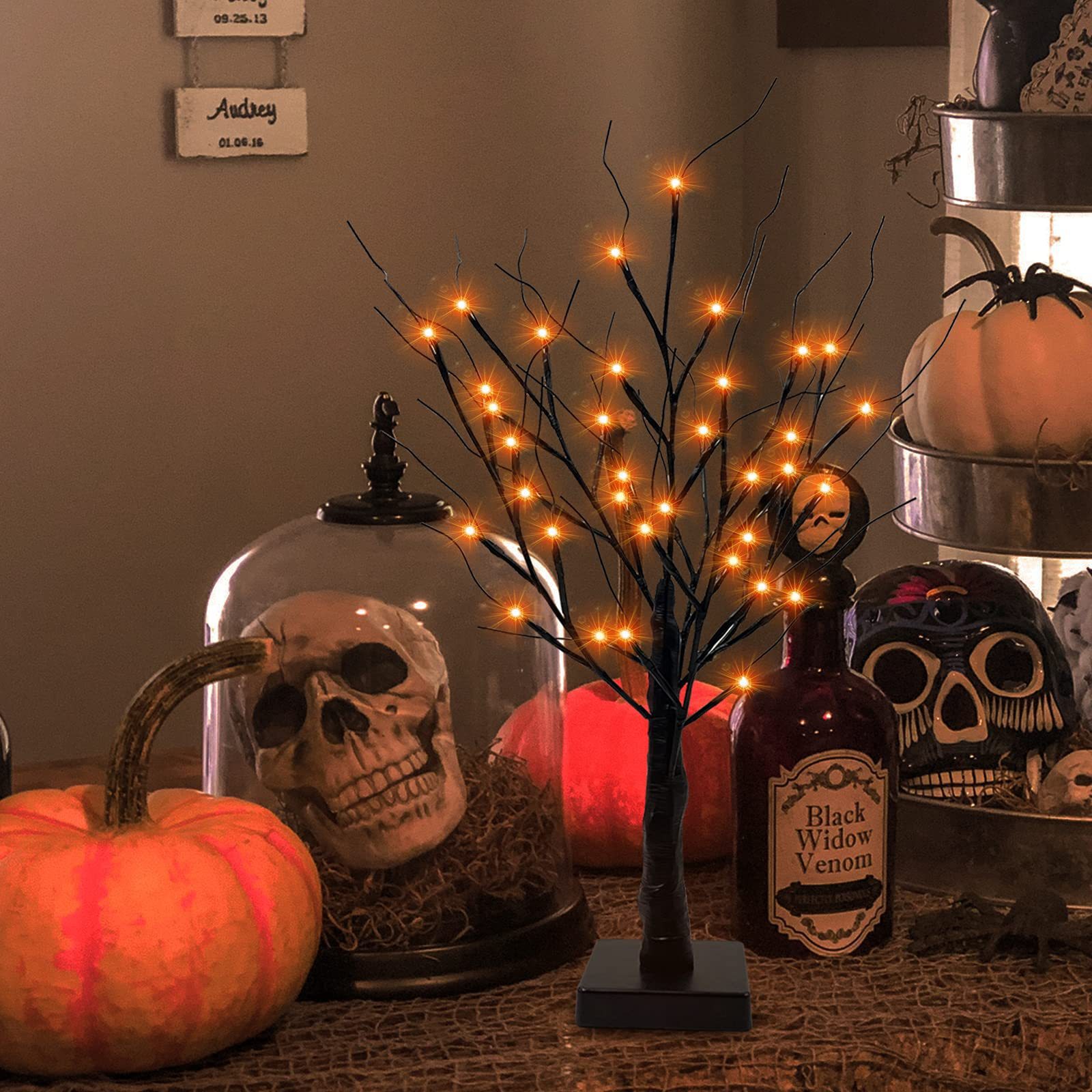Luces LED de Abedul para Decoración de Halloween, Luces Decorativas para Interiores, Dormitorio, Fiesta, Árbol Artificial Brillante