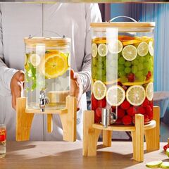 冷水壶带龙头凉水壶玻璃耐高温大容量饮料果汁桶柠檬水酒桶酵素桶
