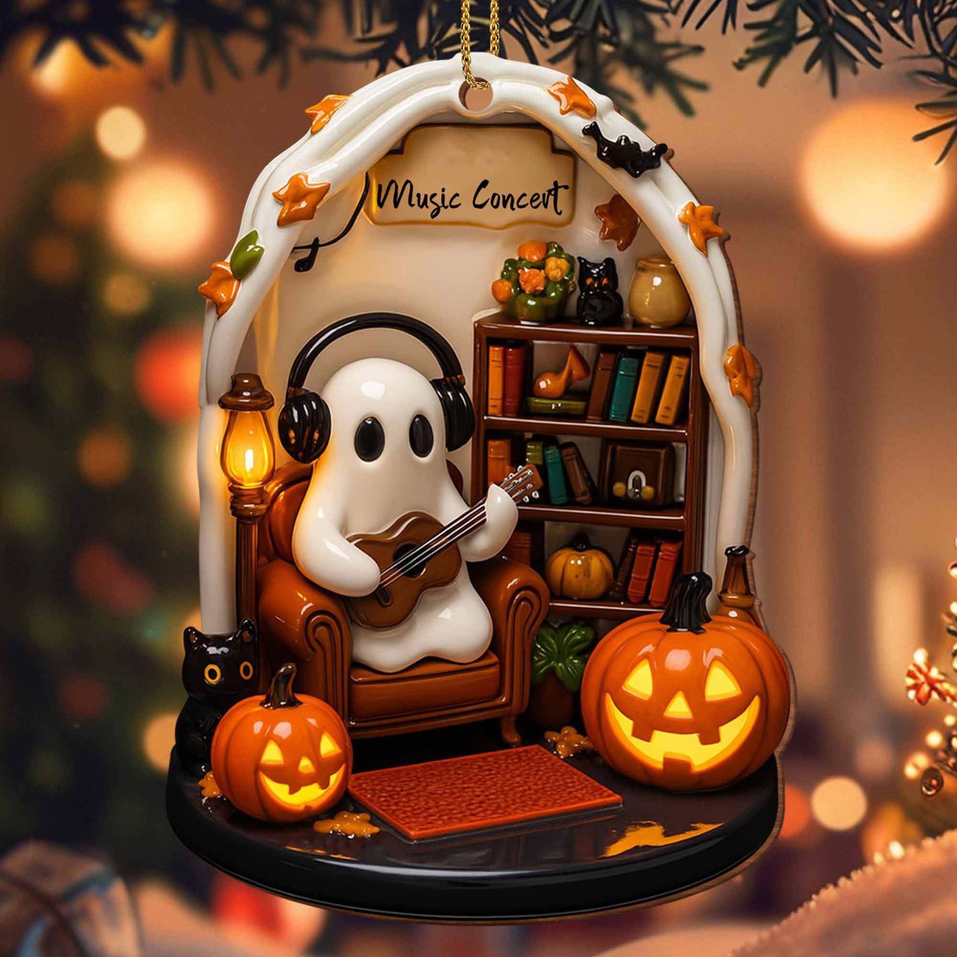2025 transfronterizo personalizado Halloween lectura fantasma acrílico decoración plana colgante Halloween lista