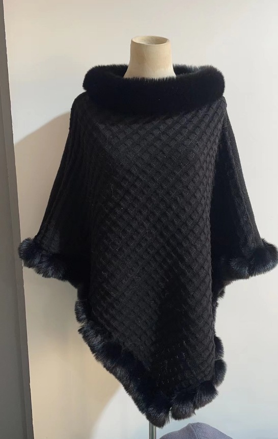 Abbigliamento da donna Pelliccia di coniglio Temperamento Nuovo girocollo Pullover Plaid Moda Scialle Lavorato a maglia_voghion.com