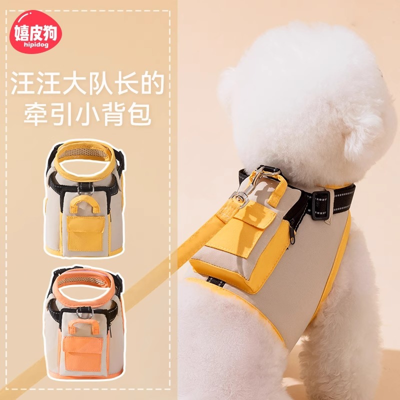 Primavera y verano, salida para perros, mochila pequeña, correa, cuatro estaciones, cuerda para pasear perros, chaleco, gato, cuerda para mascotas