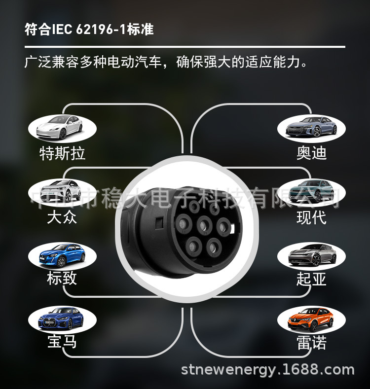 New Energy Charging 16A/32A Type2 Dual-Head Male Connector for Direct Connection to European Standard Electric Vehicle Charging Stations