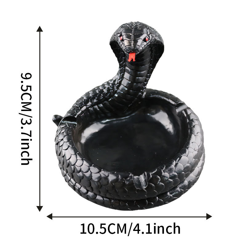  Hot Selling Creative Black Cobra Resin Ashtray Ornaments Home Office Desktop Gift Atmosphere Decoration