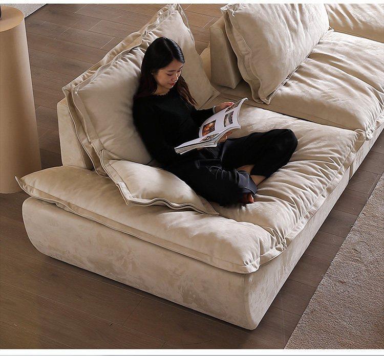 Modern minimalist cream-style adjustable backrest sofa for living room, suitable for various sizes of homes, functional fabric sofa