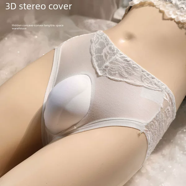 Lace underwear men's 3D Sponge cup coaster U convex three-dimensional hidden jj protective cover sexy large size triangle underwear