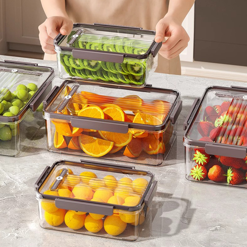 冷蔵庫収納ボックス食品級家庭用プラスチックキッチン整理野菜果物保存ケース密封冷凍収納ケース|undefined