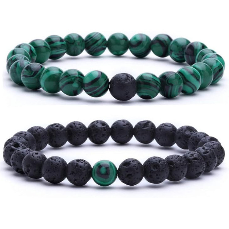 화산석 + 합성 말라카이트 8mm