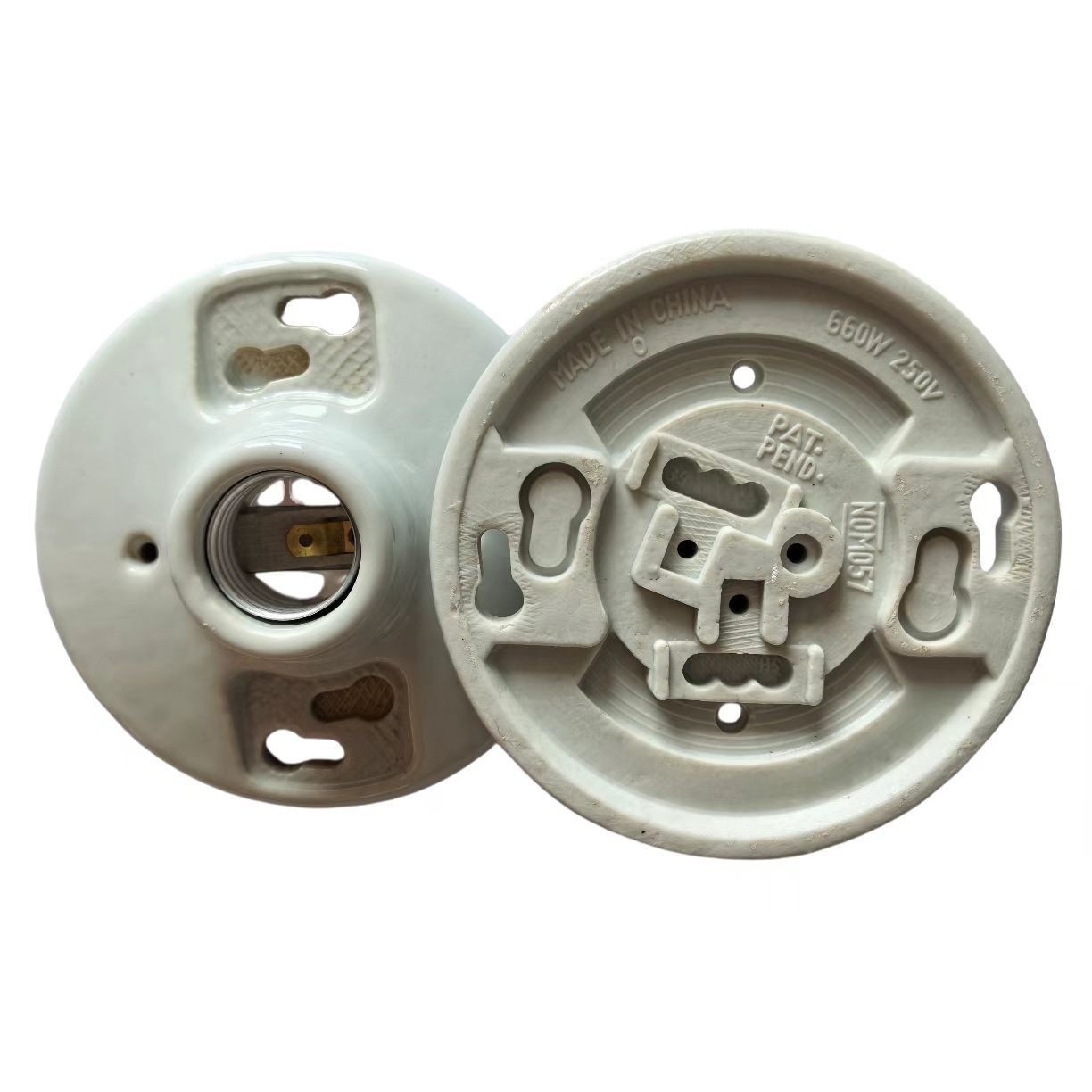 E27E26螺纹陶瓷插座灯座带拉线开关灯头大功率平灯