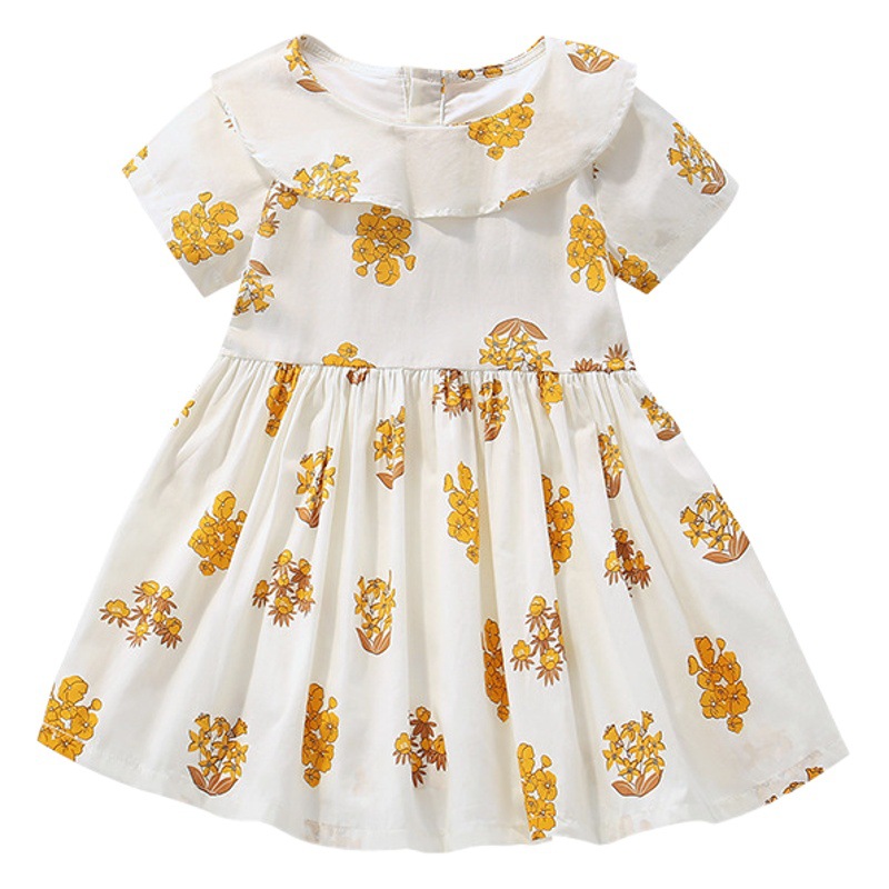 En stock malwee niños ropa verano nuevo vestido europeo y americano de estilo occidental cuello redondo manga corta falda la muchacha