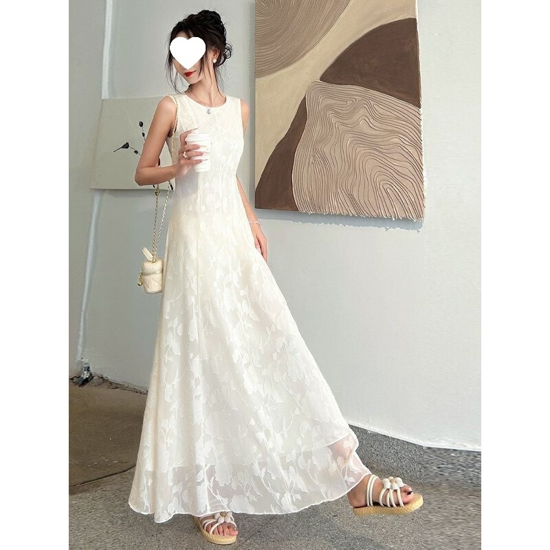 French-style sleeveless tank dress for tall women, extended length, 2026 new model, super stylish long dress with a touch of luxury French-style sleeveless tank dress for tall women, extended length, 2026 new model, super stylish long dress with a touch of luxury