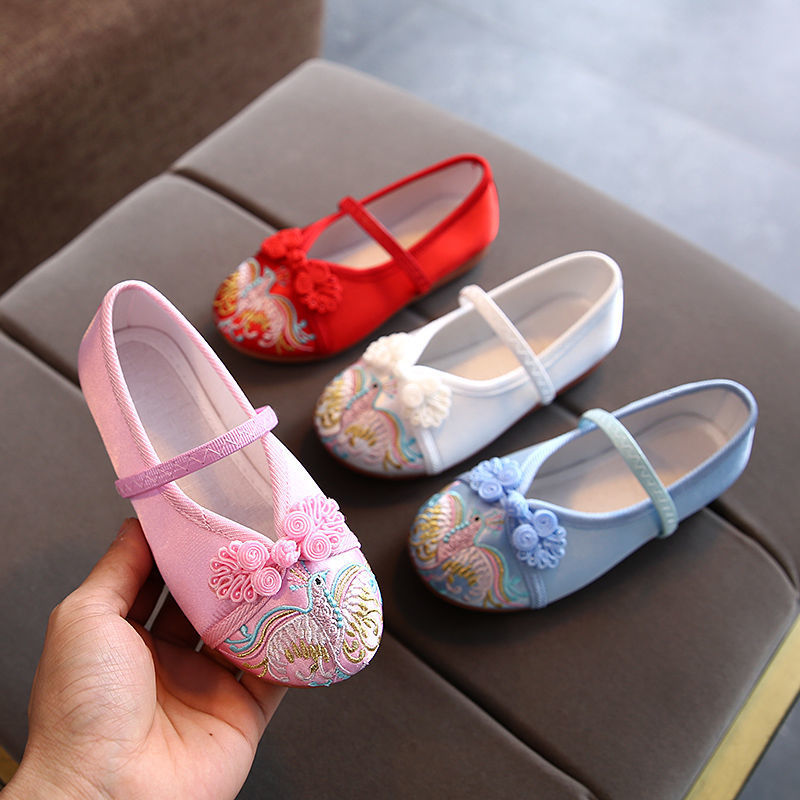 Old Beijing children Cloth shoes children ancient costume shoes girl Embroidered shoes baby manual Cloth shoes Hanfu show shoes