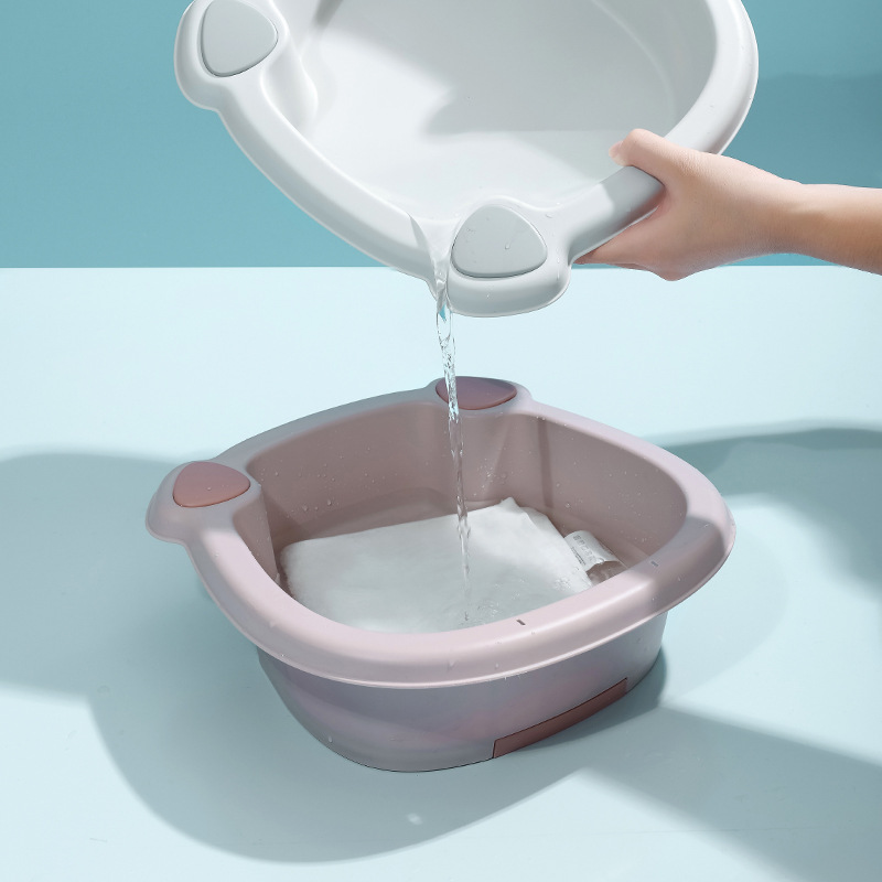 Face Basin for Children with Washboard, Small and Thick Face Basin for Infants, Grooming Basin for Dormitory Students, Underwear Cleaning Basin
