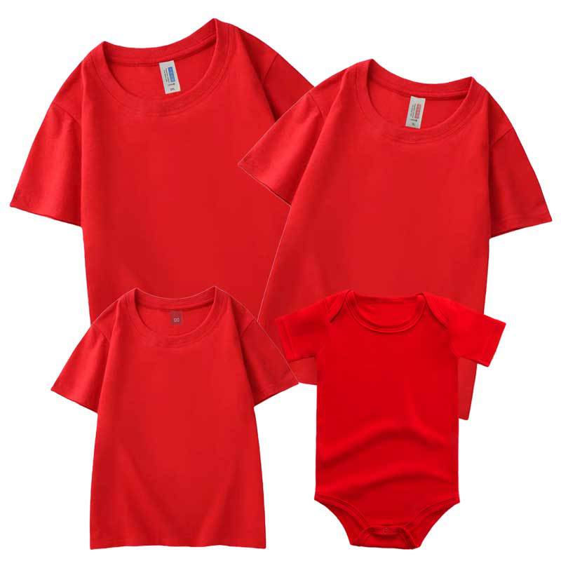 现货批发韩版夏季新款情侣 亲子装 童短袖T恤纯色白坯 代发团体服