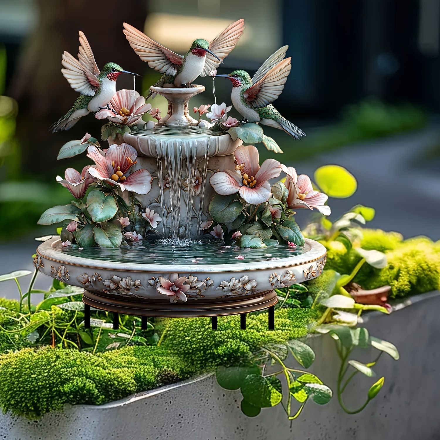 Colgar tres estatuas de colibríes transfronterizas acrílico jardín cartel patio césped jardín al aire libre paisaje maceta viento y lluvia