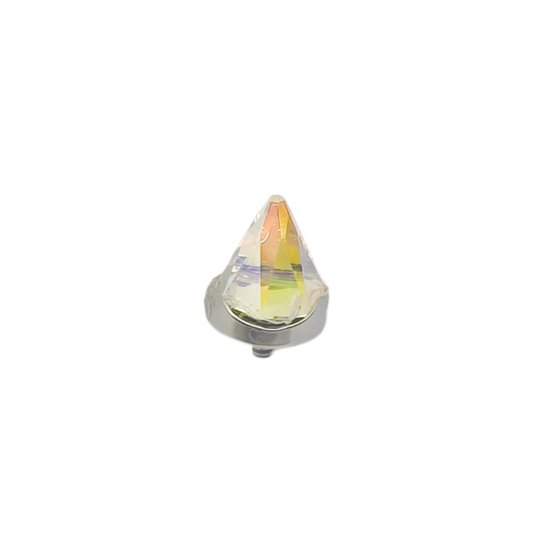 G23 Titanium F136 Ultra-Shiny Claw-Set Zircon Pointed Cone Earrings Internal Thread Lip Studs Cartilage Studs detail image 7