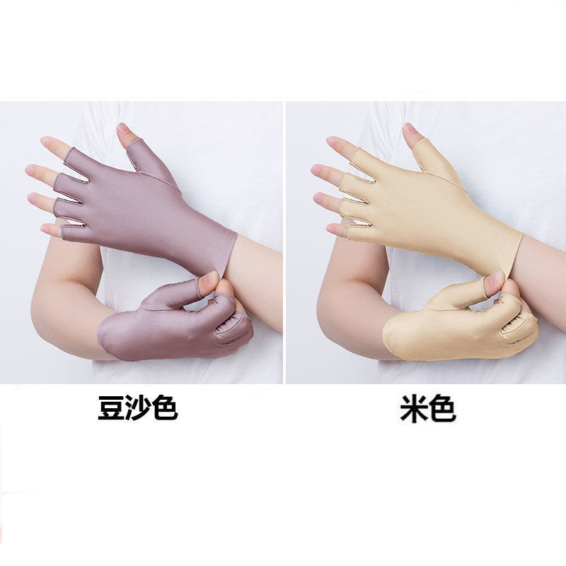 [Pelo de la generación] guantes de medio dedo para mujer verano protección solar delgada primavera y otoño conducción pesca manicura guantes de recolección de té