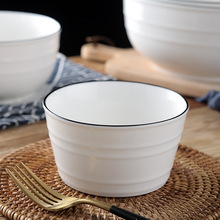 白瓷面碗瓷家用平底瓷碗大號深碗面碗6寸4.5湯碗陶瓷大碗小湯碗